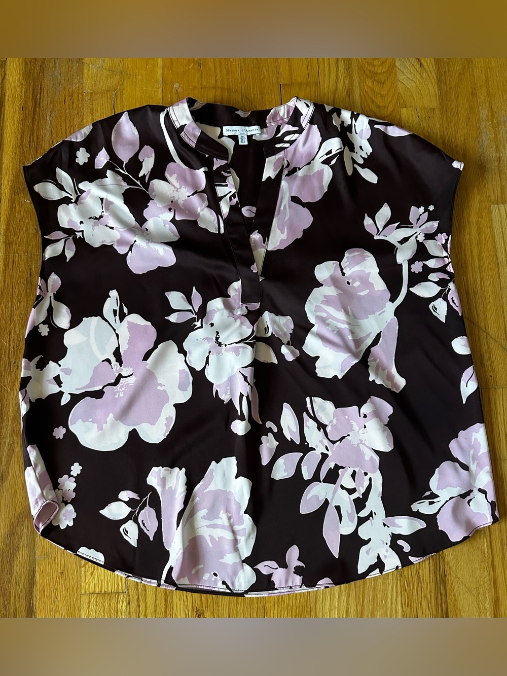 Maison d’Amélie Paris Floral Blouse Size Large Brown Pink Cream